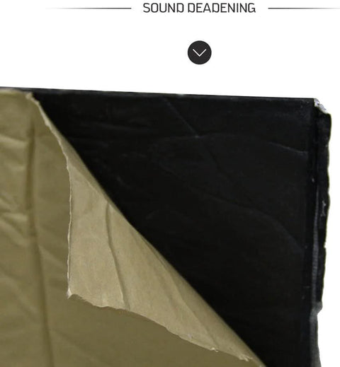 Close-up of 10mm Heat Shield Sound Deadener Mat for Cars with tri-layer PE aluminum foam, showing moistureproof waterproof laminate.