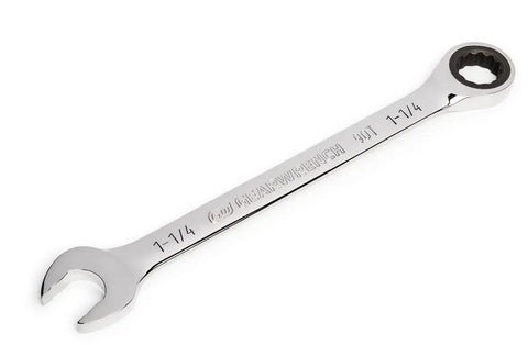 1-1/4 Inch Swing Arch 4 Degree 12 Point 90-Tooth Ratcheting Combination Wrench With Off Corner Load Dual Direction Box End