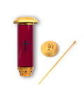 Solar Powered Cemetery Light In Red Aluminum With LED Memorial Lantern Spiked Outdoor Grave Lamp With Cross Design