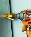 Drilling metal with Step Drill Bit Set For Thin Metal Plastic Aluminum And Wood Seven Eighths To One And Three Eighths Inch Double Spiral