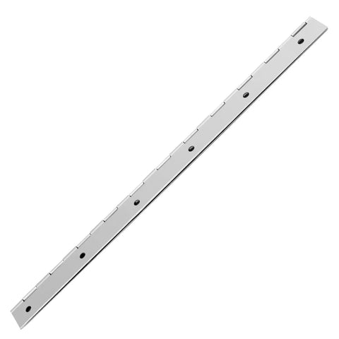 Top Shelf 12 Inch Stainless Steel Piano Hinges For Furniture With Smooth Operator Action And No Fuss Screw Installs Heavy Duty Continuous Door Hardware Built Like A Tank Total Shop Upgrade on white background.