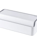 Premium Desktop Wire Management Box Featuring 10 Outlet Power Strip Cover With Built In Phone Stand To Ditch Tangled Cords For Good And Level Up Your Clean Desk Setup White, top view.