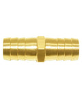 Three Pack Solid Brass 5/8 Inch Hose Repair Connectors With Stainless Steel Clamps shown in front view, garden water hose end fitting.