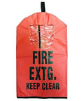 10 Pack Top Shelf Fire Extinguisher Case Covers Fits 10 To 20 Lb Cylinders NFPA OSHA Compliant high visibility red cover with window.