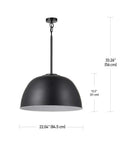 Warren 1 Light Pendant In Matte Black With White Interior Dome Shade Farmhouse Chic Vibe LED Bulb Included 800 Lumen