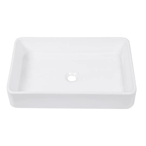 Rectangular Vessel Sink 24x16 White Ceramic Porcelain Above Counter Vanity Bowl Built To Last Durable No Fuss Easy To Clean