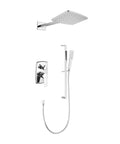 Wall Mounted Waterfall Rain Shower System with 3 Body Sprays & Handheld in chrome finish with overhead and handheld shower.