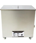 Top Notch Heavy Duty Industrial Ultrasonic Cleaner With 78 Liter Tank visible, stainless steel design, digital controls, and wheels.