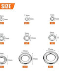 Size chart for 180 Pcs Stainless Steel Flat Washers Set For Screws And Bolts 304 Grade Assorted Sizes M2.5 M2 M3 M4 M5 M6 M8 M10 Built Tough