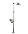 Hardcore Heavy Duty Stainless Steel Eyewash System And Emergency Safety Shower Setup showing freeze-proof design and basin.