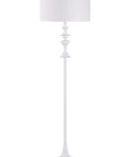 Claiborne Floor Lamp With Gloss White Finish For A Clean Modern Vibe In Living Rooms 60 Inch Tall 16 Inch Wide 16 Inch Depth Nordic Inspired Style With A French Country Twist And Casual Comfort, showing detailed base and shade