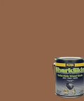 Deck And Siding Stain In Maple Syrup, Solid Color Exterior Finish, gallon can with brown stain backdrop