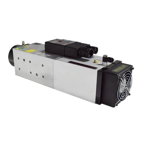 Heavy Duty 4.5Kw Automatic Tool Change Air Cooled Spindle Motor Built Different For Cnc Router Milling And Engraver Machine 220V 380V Power That Hits Hard Every Time, side view with cooling fan.