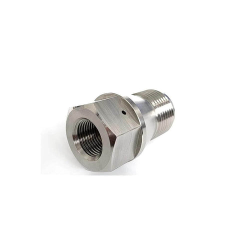 Outlet body adapter for waterjet, stainless steel hex connector with internal female threads and external male threads