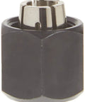 Self-Releasing One Quarter Inch Collet Chuck PR114 for palm routers, featuring a one-piece collet and nut assembly for quick bit changes.