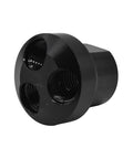 Aluminum Round Pneumatic Manifold 3 Way Adapter With Half Inch Inlet NPT And Three One Quarter Inch NPT Outlets, side view
