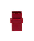 Red Cat6 RJ45 inline coupler/keystone jack, female-to-female Ethernet adapter, front view
