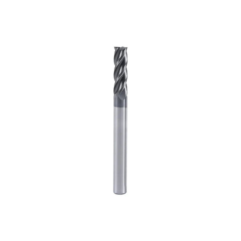 Beefy Four Flute AlTiN Coated Carbide Square End Mill One Quarter Inch For Tough Alloy And Hardened Steels, front view