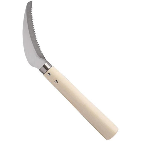 Berry Knife And Weeding Sickle With Lightweight Wood Handle, Stainless Steel Garden Tool Featuring A 4 Inch Deep Serrated Blade