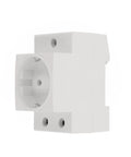 Rock Solid DIN Rail AC Socket Featuring Flame Retardant Nylon Housing And Built In Safety Shield For Steady Industrial Power Panels side view.