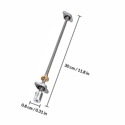 300mm Lead Screw Set for 3D Printers With High Precision Aluminum Anti Backlash Nut Ideal for DIYers and CNC Mills Engraving Machines and Wood Projects, 30 cm