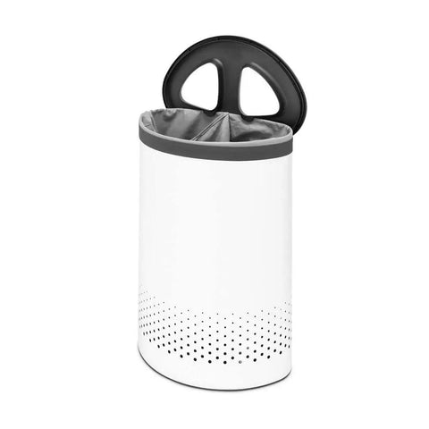 Big Ol Two-Section Laundry Hamper With Removable Inner Bags, Quick-Drop Opening, Discreet Lid, 14.5 Gallon Capacity, Breathable Holes