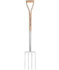 Beefy 4 Tine Garden Digging Fork With Long Ash Wood Handle And D Grip For Digging Planting Cultivating And Aerating Stainless Steel Spading Tool