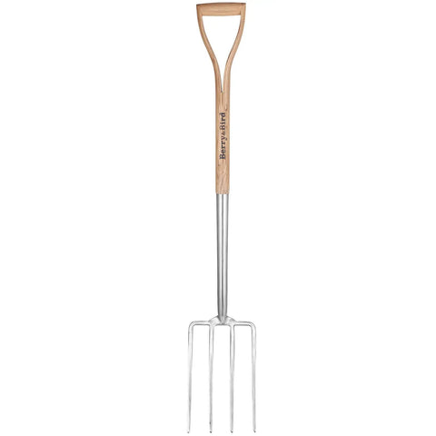 Beefy 4 Tine Garden Digging Fork With Long Ash Wood Handle And D Grip For Digging Planting Cultivating And Aerating Stainless Steel Spading Tool