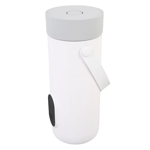Grab And Go Travel Electric Kettle 350ml Cordless Fast Boiling Hot Water Maker For Camping Road Trips And Outdoor Adventures with white body.