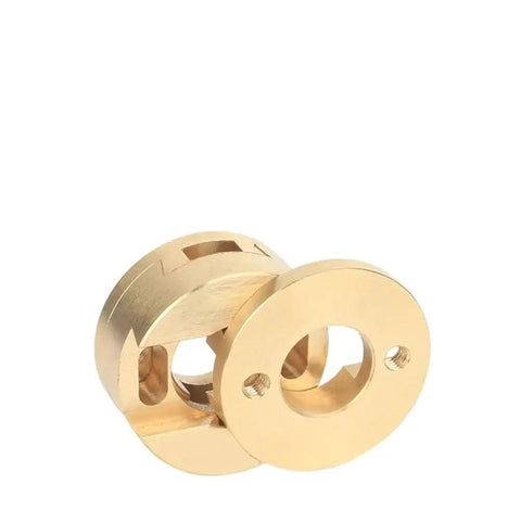 Premium 2 Pack Z Axis Screw Couplings With Oldham Design For 16Mm T8 Leadscrews Fit CR10 S4 S5 Ender3 Pro V2 And BLV 3D Printers To Boost Smoothness And Accuracy While Reducing Vibrations During Fast Printing Sessions. Brass Oldham coupler for 16mm T8 leadscrew, front angle