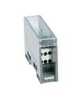 One In Six Out DIN Rail Terminal Block 690V Distribution Connector with flame-resistant shell and clear protective cover, 35mm mount
