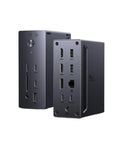 Slick 14-In-1 USB Hub Docking Station For Type-C Laptops with various ports showcased from an angle, compact design in gray.