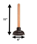 Heavy Duty Sink Plunger Featuring Four Inch Rubber Cup And Nine Inch Wood Handle Built To Quickly Knock Out Drain Clogs In Showers And Tubs Without Breaking A Sweat For Zero Fuss Cleaning