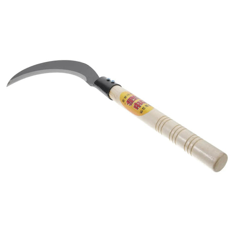 Long Handle Garden Sickle For Weeding And Grass Cutting Manganese Steel Blade With Wooden Handle Durable Lawn Care Tool