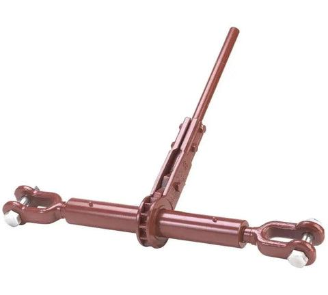 Heavy Duty Double Jaw Ratchet Turnbuckle With Forged Eyes 28000 Lbs Capacity 4 Pack 12 Inch Barrel showing jaws and tension mechanism.