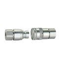 Beefy Half Inch Hydraulic Flat Face Quick Connect Couplers For Heavy Duty Fittings And Hydraulic Tooling ISO 16028 ISO 12.5 Compatible Male And Female Sides Skid Steer Hydraulics Connector Industrial Grade Fitting, steel couplers