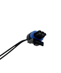Side view of YCUPONE engine coolant temperature sensor with blue O-ring and two-pin pigtail connector.