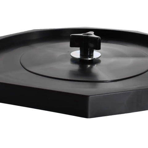 Hardcore Shop Approved 8 Inch Table Saw Blade Holder Wall Mount Rack For Circular Miter And Panel Saws black top view with locking knob.