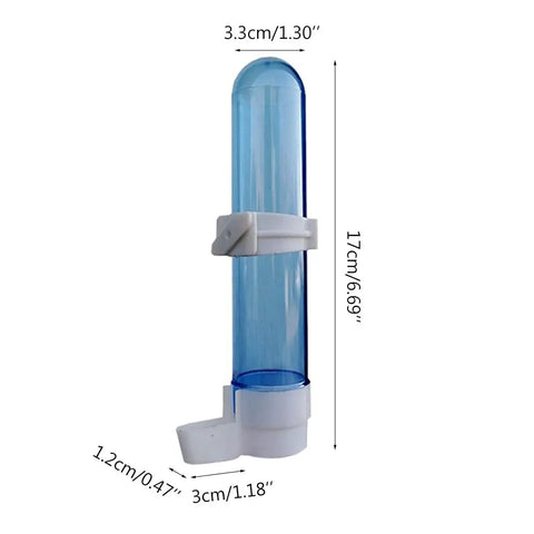 Auto Bird Feeder And Water Dispenser With Clear Polymer Reservoir Clip On Cage Rack Gravity System For Budgies Cockatiels And Parakeets No Sweat Setup, 17cm clear cylinder with white clip.