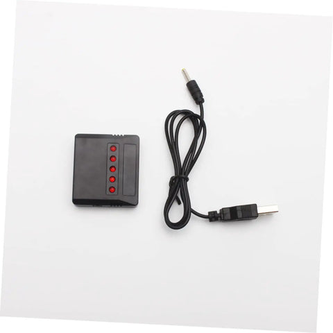 5 In 1 3.7V RC Drone Battery Charger For Quadcopter, Charges 5 Lipos At Once, LED Indicator Display, Durable Black Plastic Housing