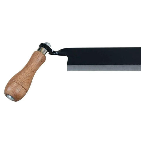 Rugged Straight Draw Shave Tool Featuring A Beefed Up 10 Inch High Carbon Steel Blade, wooden handle for comfort and precision in wood shaping.