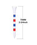 Pro Grade Bamboo Golf Tees 100 Pack Two And Three Quarters Inch Long White Tees With Red And Blue Marks Strong Durable Biodegradable Non Toxic Finish Beast Mode Long Drives