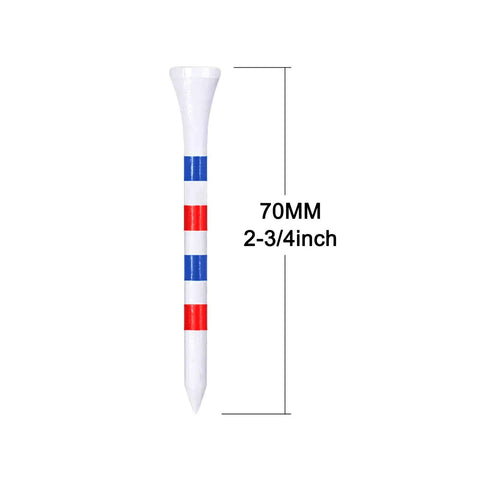 Pro Grade Bamboo Golf Tees 100 Pack Two And Three Quarters Inch Long White Tees With Red And Blue Marks Strong Durable Biodegradable Non Toxic Finish Beast Mode Long Drives