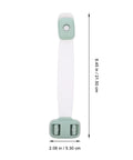 Kid Safe Cabinet Door and Drawer Latches With Double Press Buckle Design ABS Material Proofing Locks shown vertically with dimensions