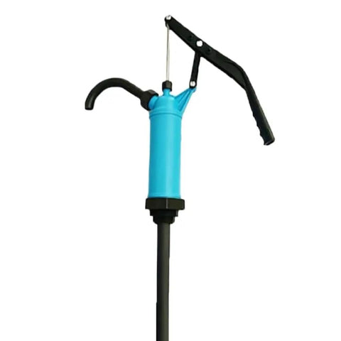 Hand Crank Fuel Transfer Pump For 55 Gallon Drums, Heavy Duty Barrel Pump For Diesel And Oils, Manual Drum Pump With Ergonomic Handle, A Real Workhorse For Water Cleaners And Hydraulic Fluid, blue PP body
