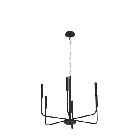 Black Farmhouse Chandeliers For Dining Room 26 Inch 6 Light Modern Candle Linear Traditional Metal Hanging Ceiling Light Fixture