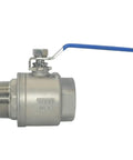 Side view of 2 Inch Stainless Steel Ball Valve, Male To Female NPT, Full Port, S304, Beefy Heavy Duty For Water Oil Gas, 1000 WOG