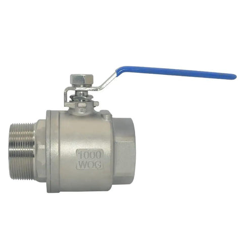 Side view of 2 Inch Stainless Steel Ball Valve, Male To Female NPT, Full Port, S304, Beefy Heavy Duty For Water Oil Gas, 1000 WOG