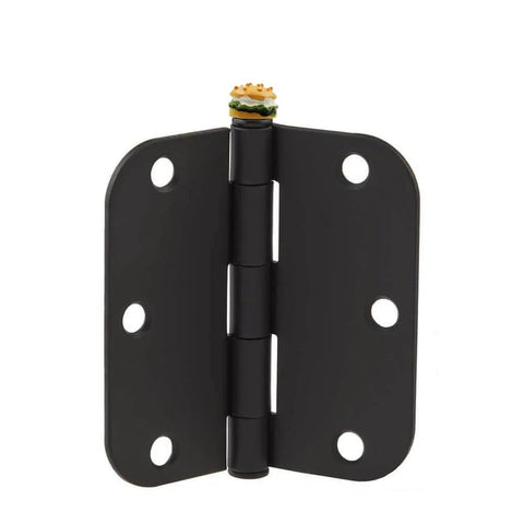 Hamburger Hinge Toppers Set Of 6 Magnetic Door Decor Mini Burgers For Metal Surfaces installed on a door hinge