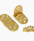 Brass folding table hinges with matching screws, suitable for sewing tables and folding workstations, portable craft tables.